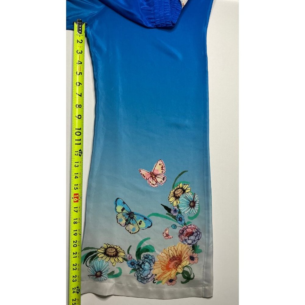 Johnny Was Yasmin Cropped Easy Pant Blue Butterfly Silk Size Small NWT $265 - Picture 7 of 12